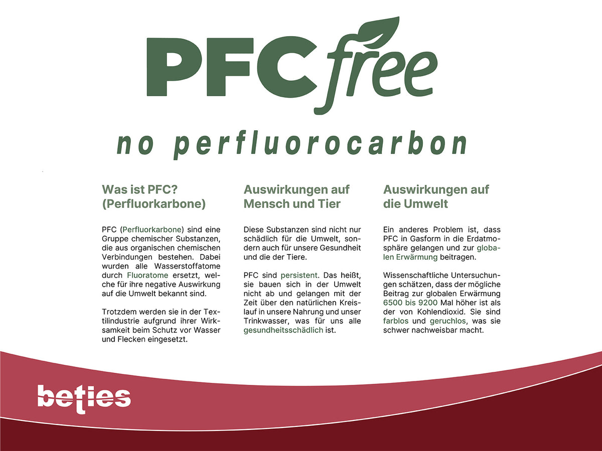 Logo, das PFC (Perfluorocarbon) freie Stoffe garantiert.