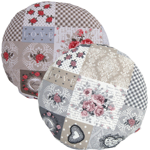Round cushion cover, approx. 80 cm Ø, mixed fabric, shabby chic, beties "Village Children"