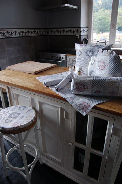 Wedge cushion cover approx. 62x49x30 cm, mixed fabric, shabby chic, beties "Village Children"