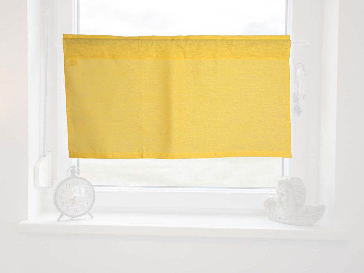 Scheibengardine ca. 85x45 cm zitronen-gelb 100% Leinen beties "Leinen"