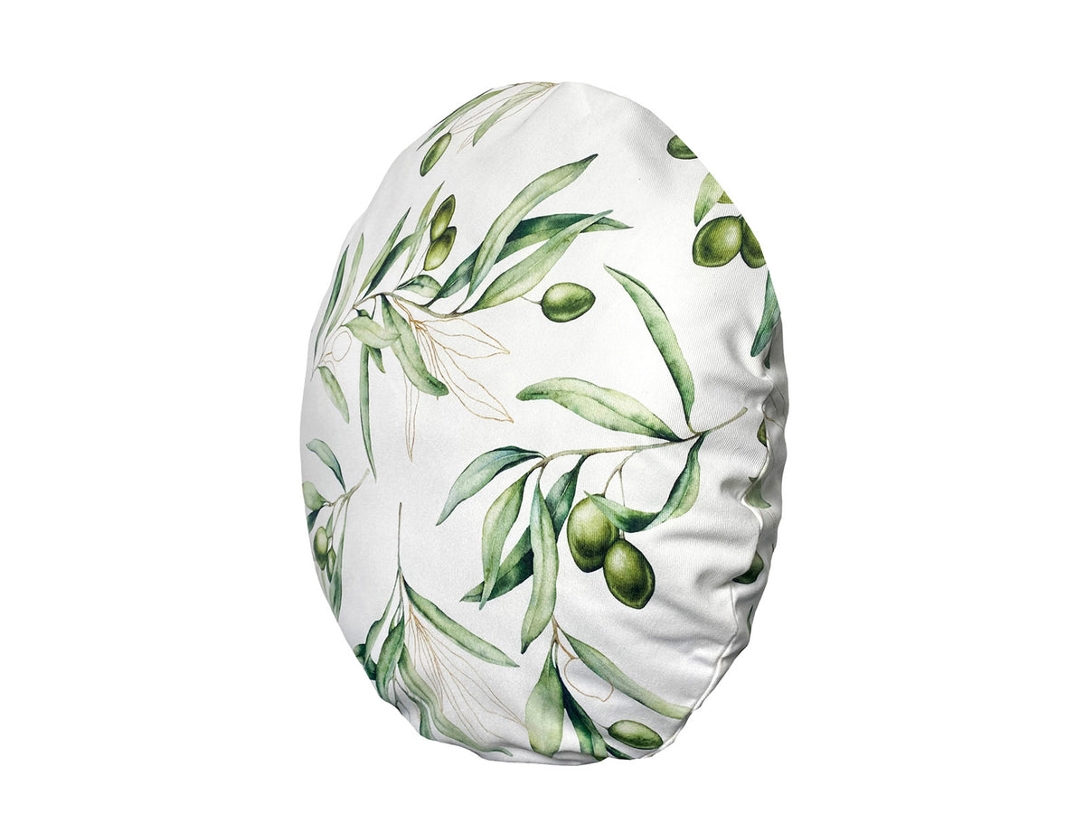 Mediterranean round cushion cover approx. 50 cm Ø made of 100% cotton - Olive design from the beties "Italy Collection"