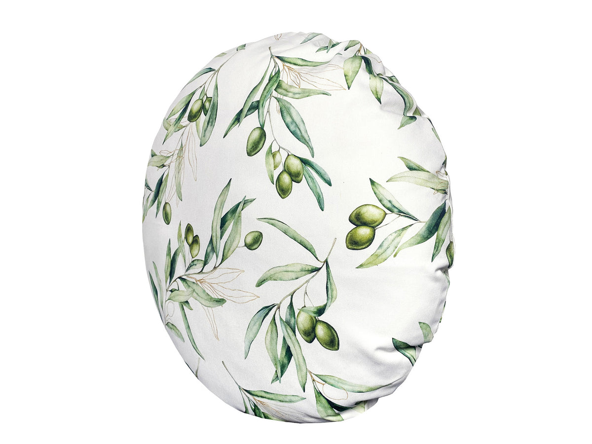 Mediterranean round cushion cover approx. 60 cm Ø made of 100% cotton - Olive design from the beties "Italy Collection"