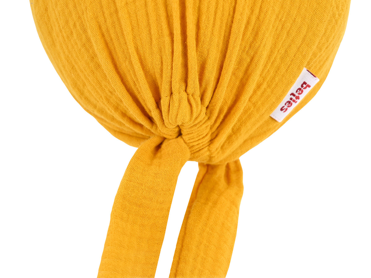 beties Musselin Schlafmütze OP-Haube – Manuka Gelb – Rückansicht – 100% Musselin