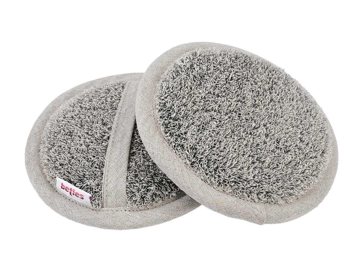beties Savu Peeling-Pad rund 12 cm in Basaltgrau aus Massage-Frottee, zweite Ansicht