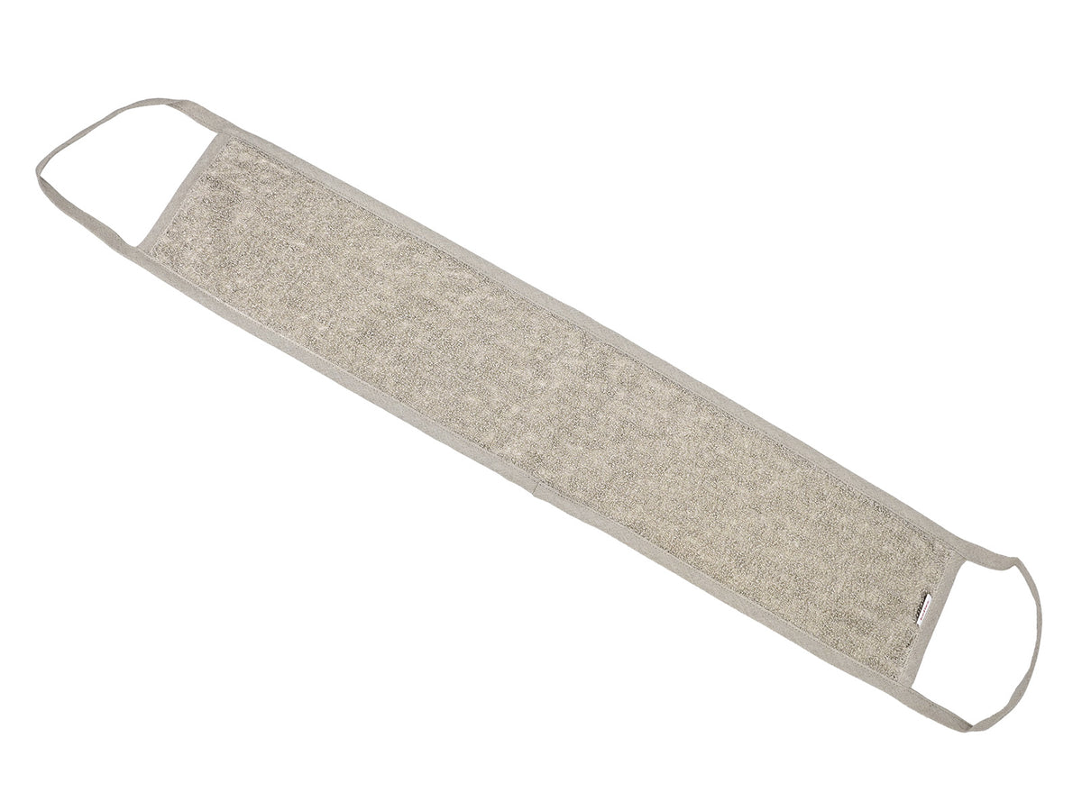 beties Savu Rückenwaschband 15x70 cm aus Massage-Frottee-Leinen in Heubeige