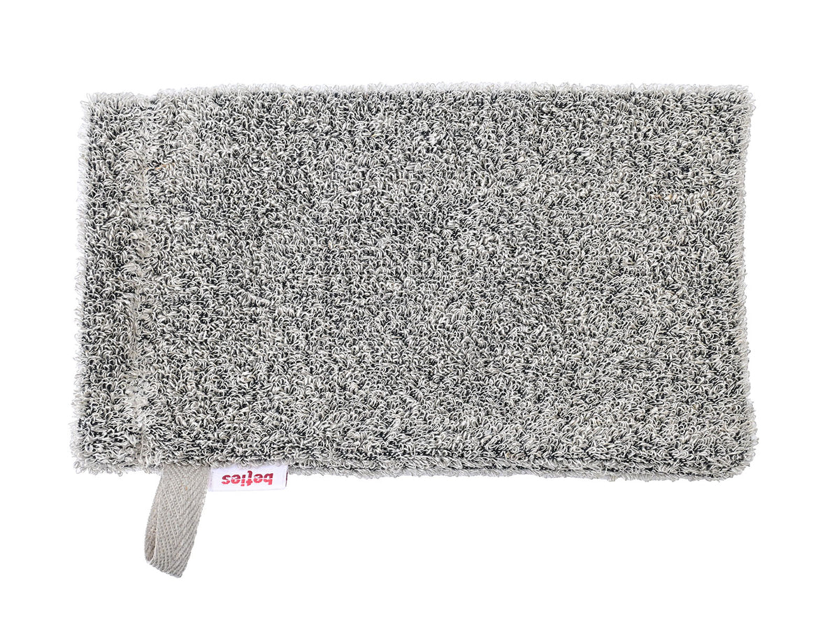 beties Savu Waschhandschuh 14x25 cm aus Massage-Frottee-Leinen in Basaltgrau