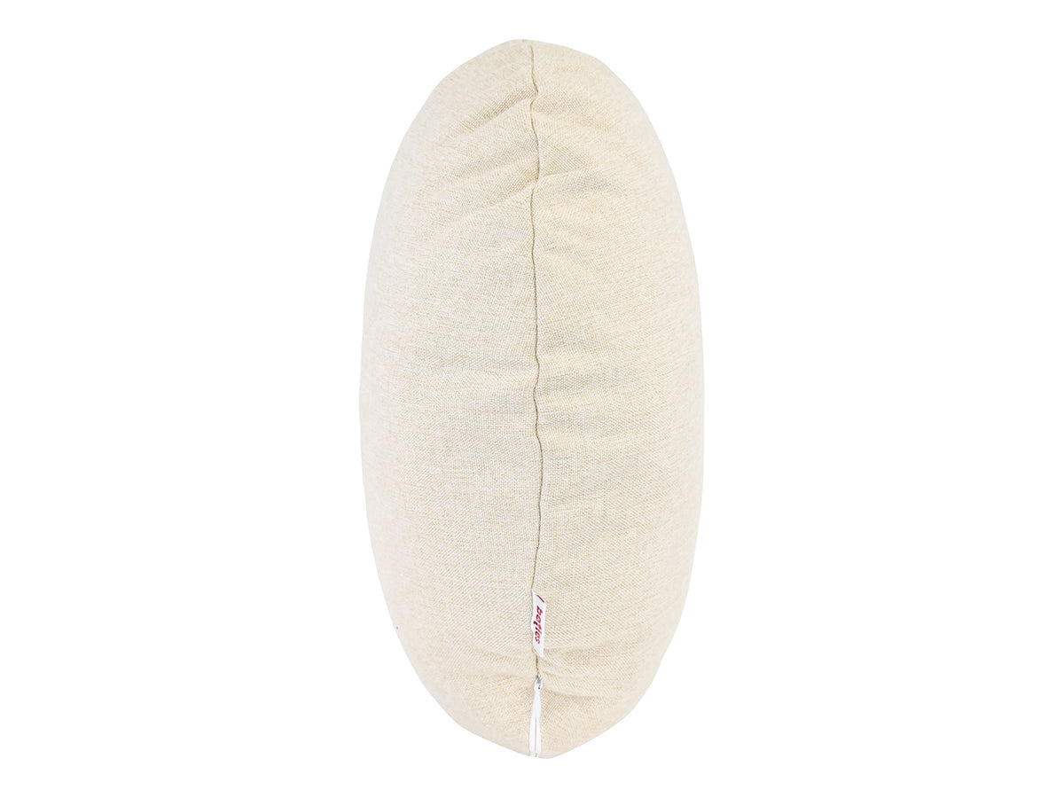 beties Wunschton Kissenhülle rund Ø40 cm Macciato Beige – Seitenansicht, melierter Möbelstoff