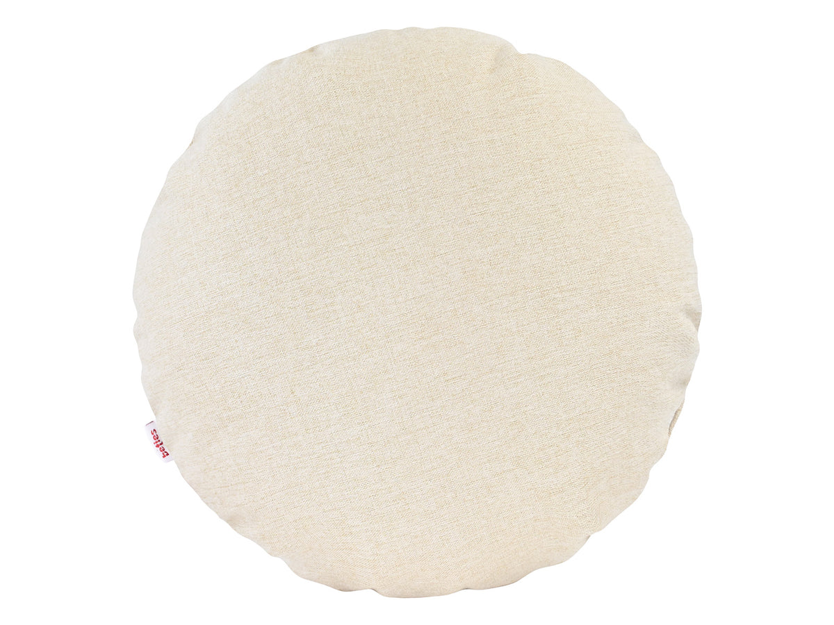 beties Wunschton Kissenhülle rund Ø40 cm Macciato Beige – Vorderansicht, melierter Möbelstoff