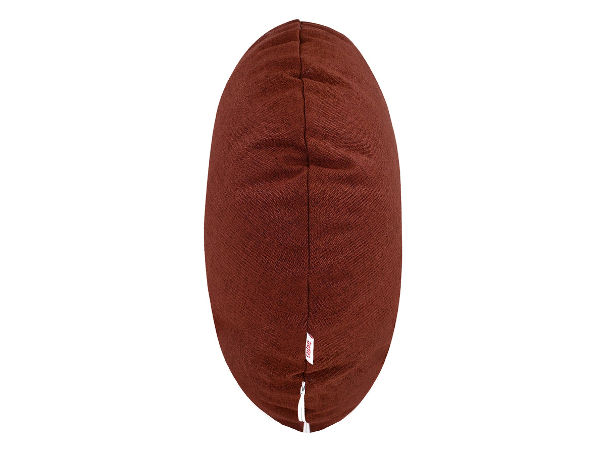 beties Wunschton Kissenhülle Rusty Bordeaux 40 cm rund – Seitenansicht