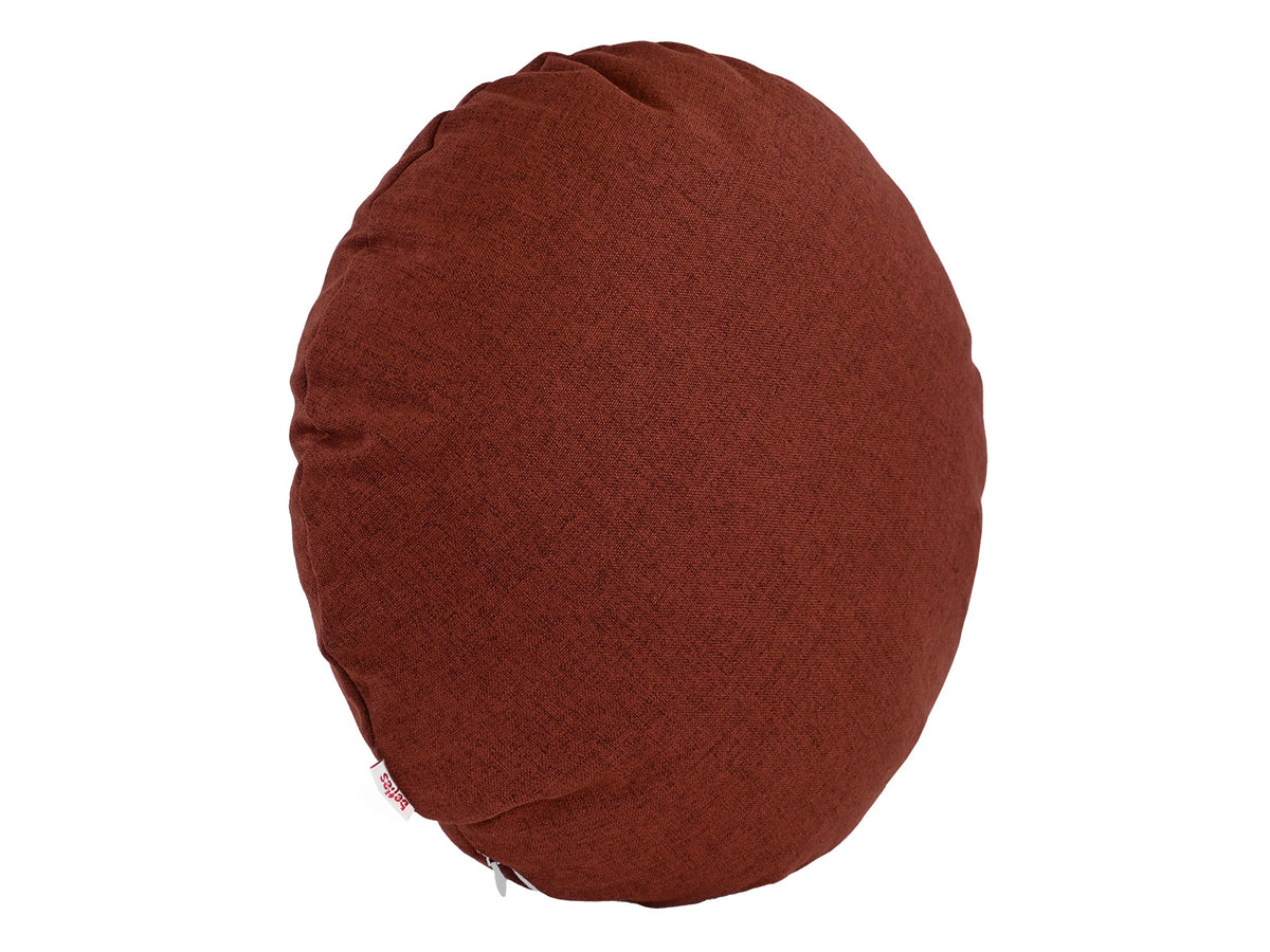 beties Wunschton Kissenhülle Rusty Bordeaux 60 cm rund – Schrägansicht
