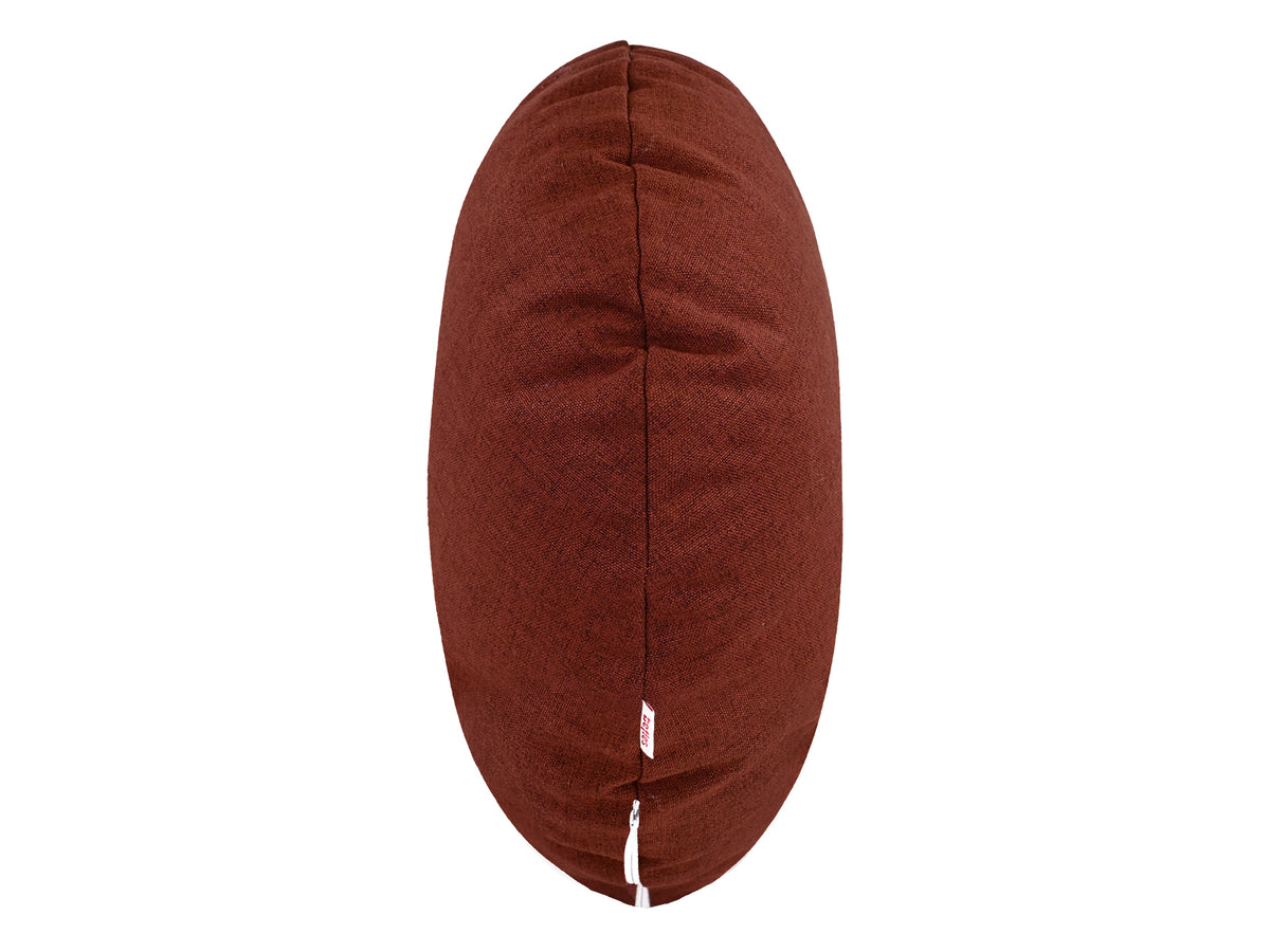 beties Wunschton Kissenhülle Rusty Bordeaux 60 cm rund – Seitenansicht