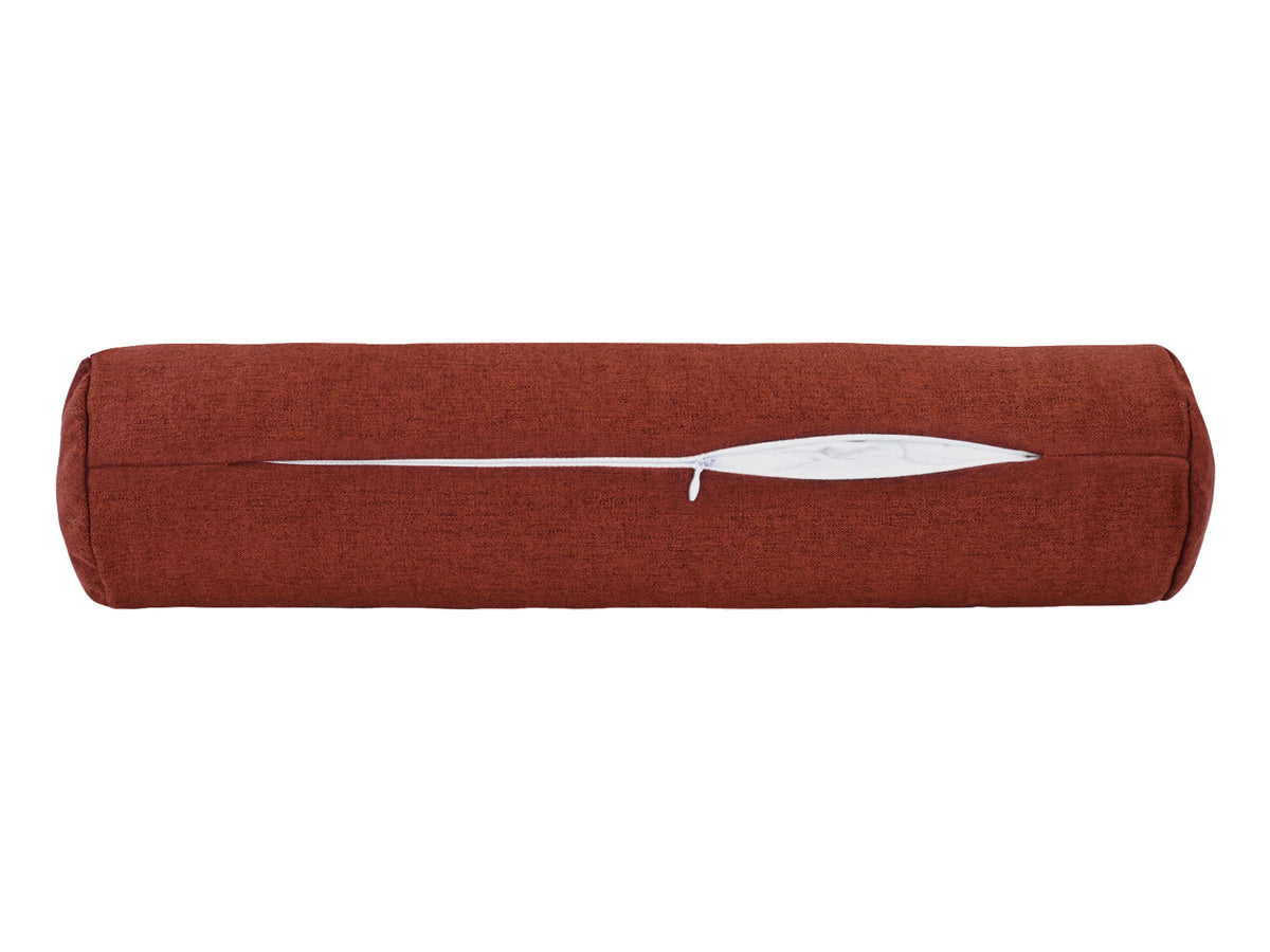 beties Wunschton Nackenrollenhülle gefüllt – Rusty Bordeaux 13x50 cm – liegend mit offenem Reißverschluss