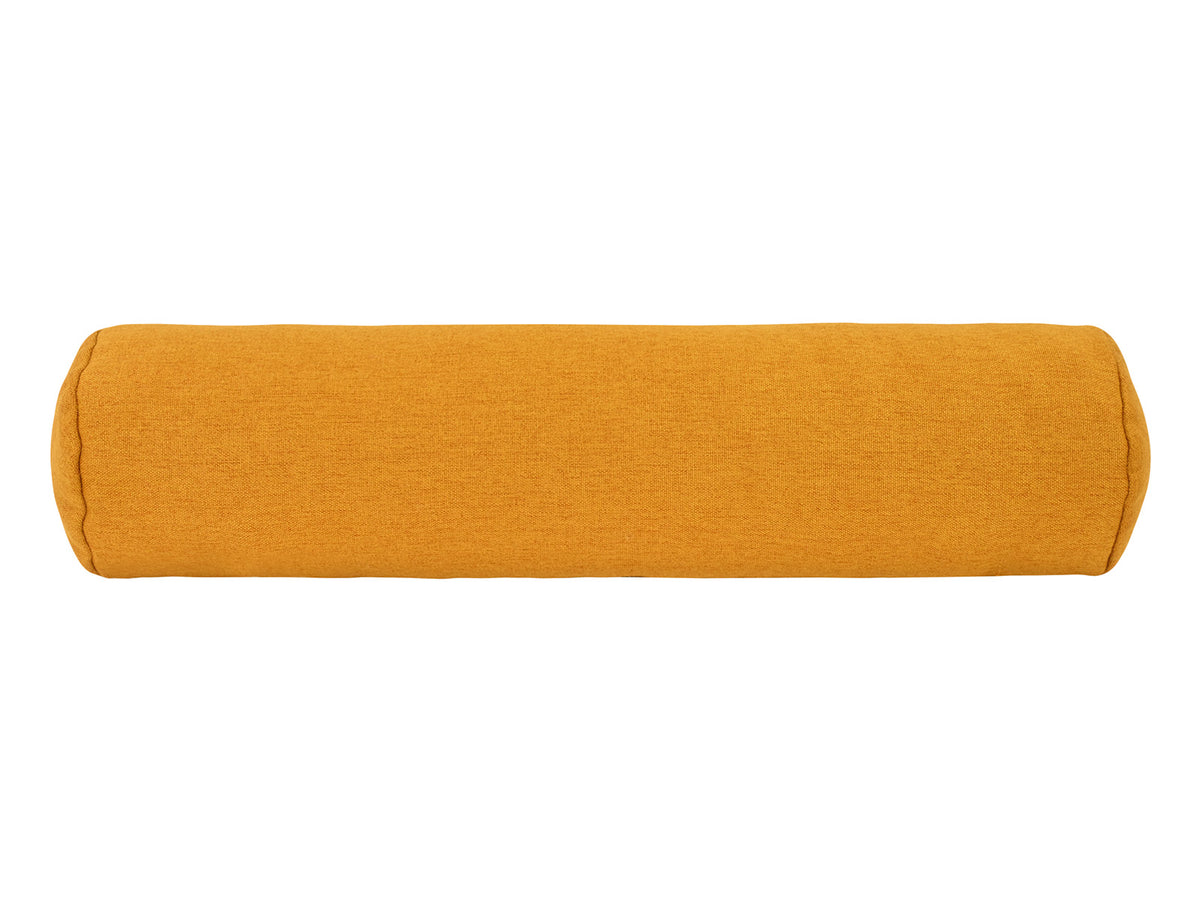 beties Wunschton Nackenrolle gefüllt safrangelb 13x50 cm – Vorderansicht, Möbelstoff