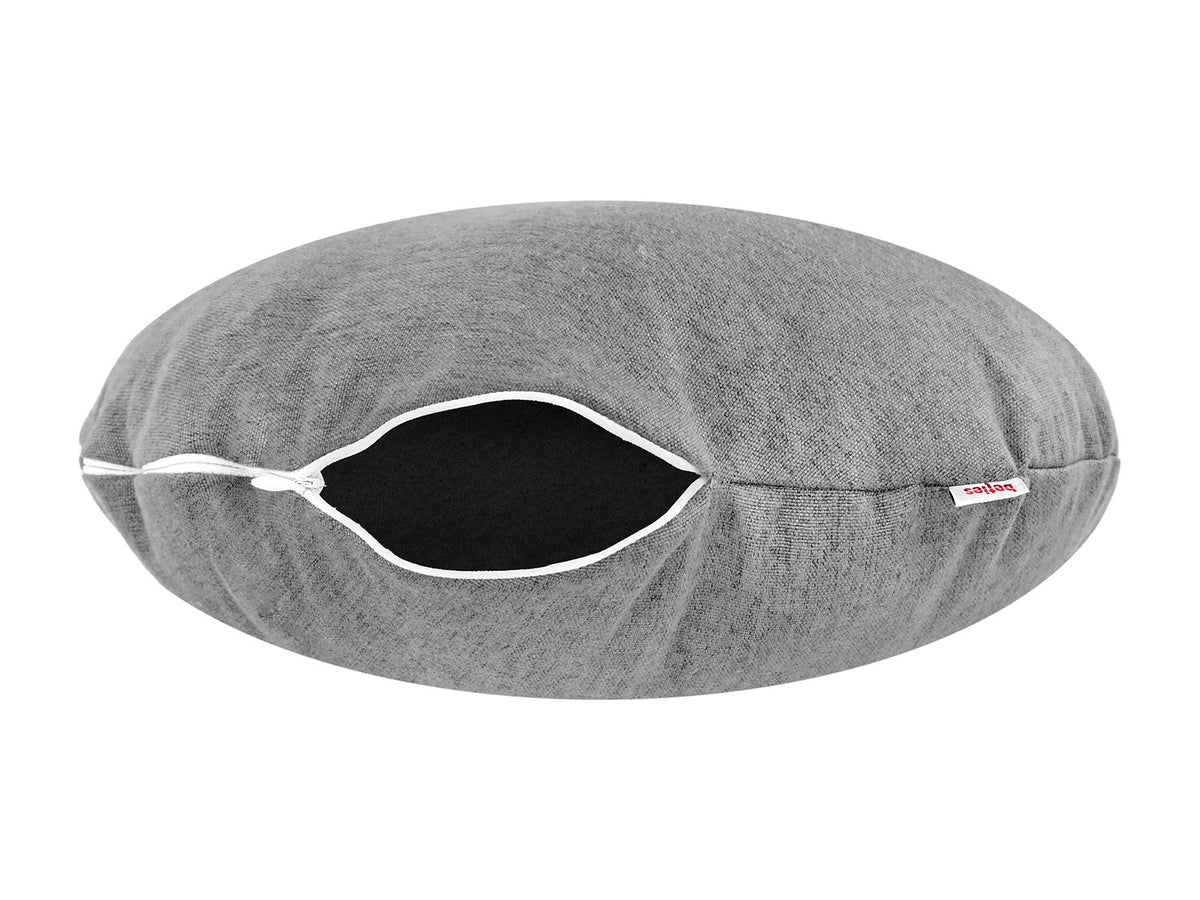beties Wunschton Kissenhülle 60x60 cm Silber Grau – liegend mit offenem Reissverschluss, melierter Möbelstoff