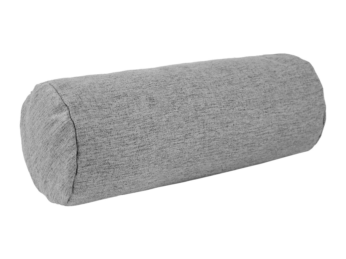 beties Wunschton Nackenrolle gefüllt 15x40 cm Silber Grau – Schrägansicht, melierter Möbelstoff