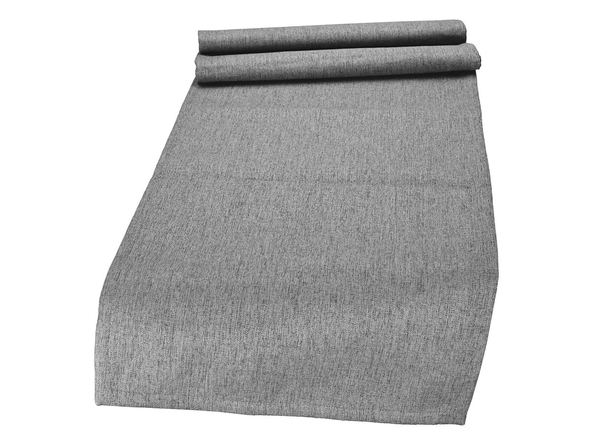 beties Wunschton XL Tischläufer 40x220 cm Silber Grau – Vorderansicht, melierter Möbelstoff
