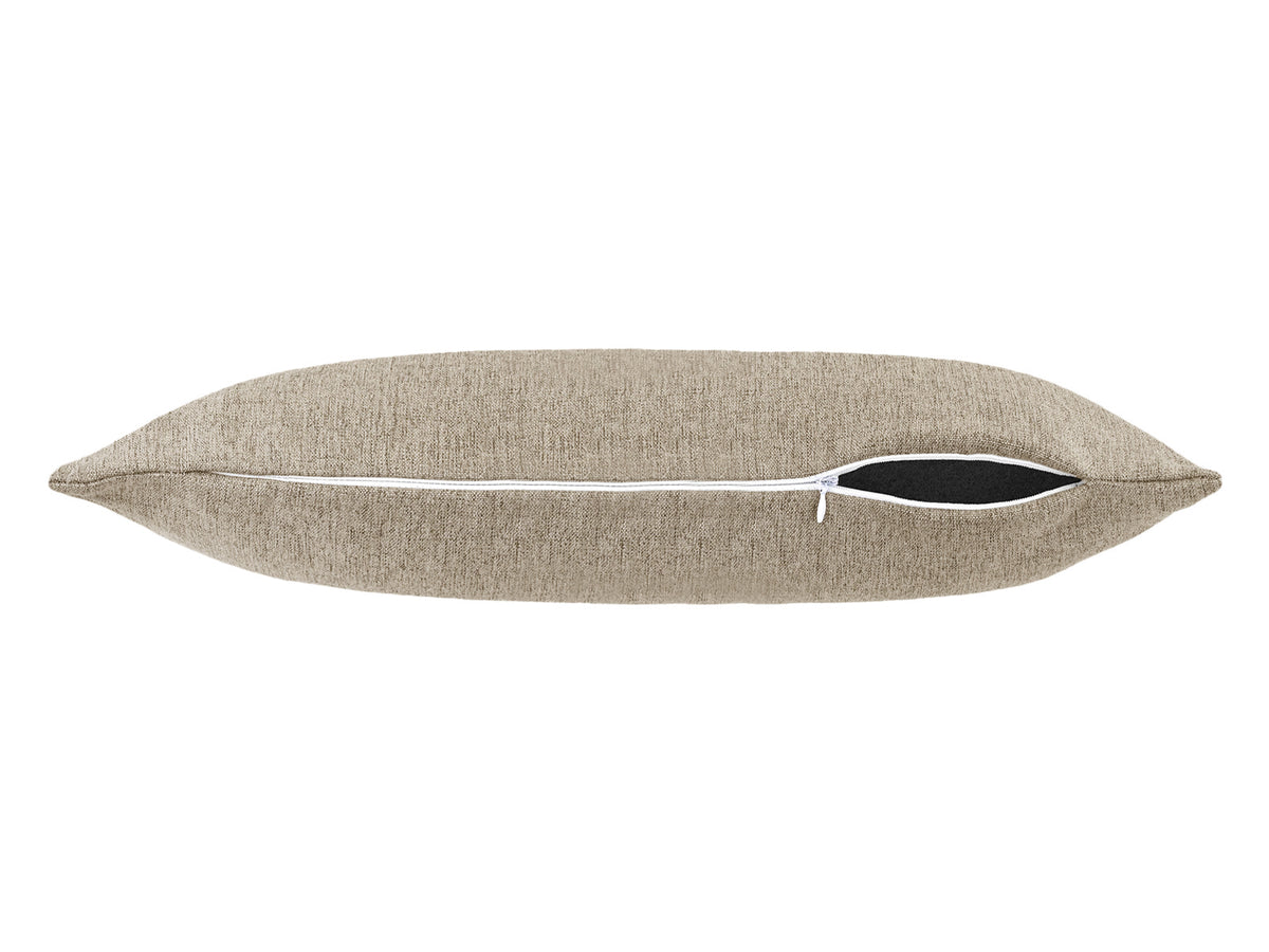 beties Wunschton Kissenhülle 30x70 cm Taupe Braun – liegend, melierter Möbelstoff Dekokissen