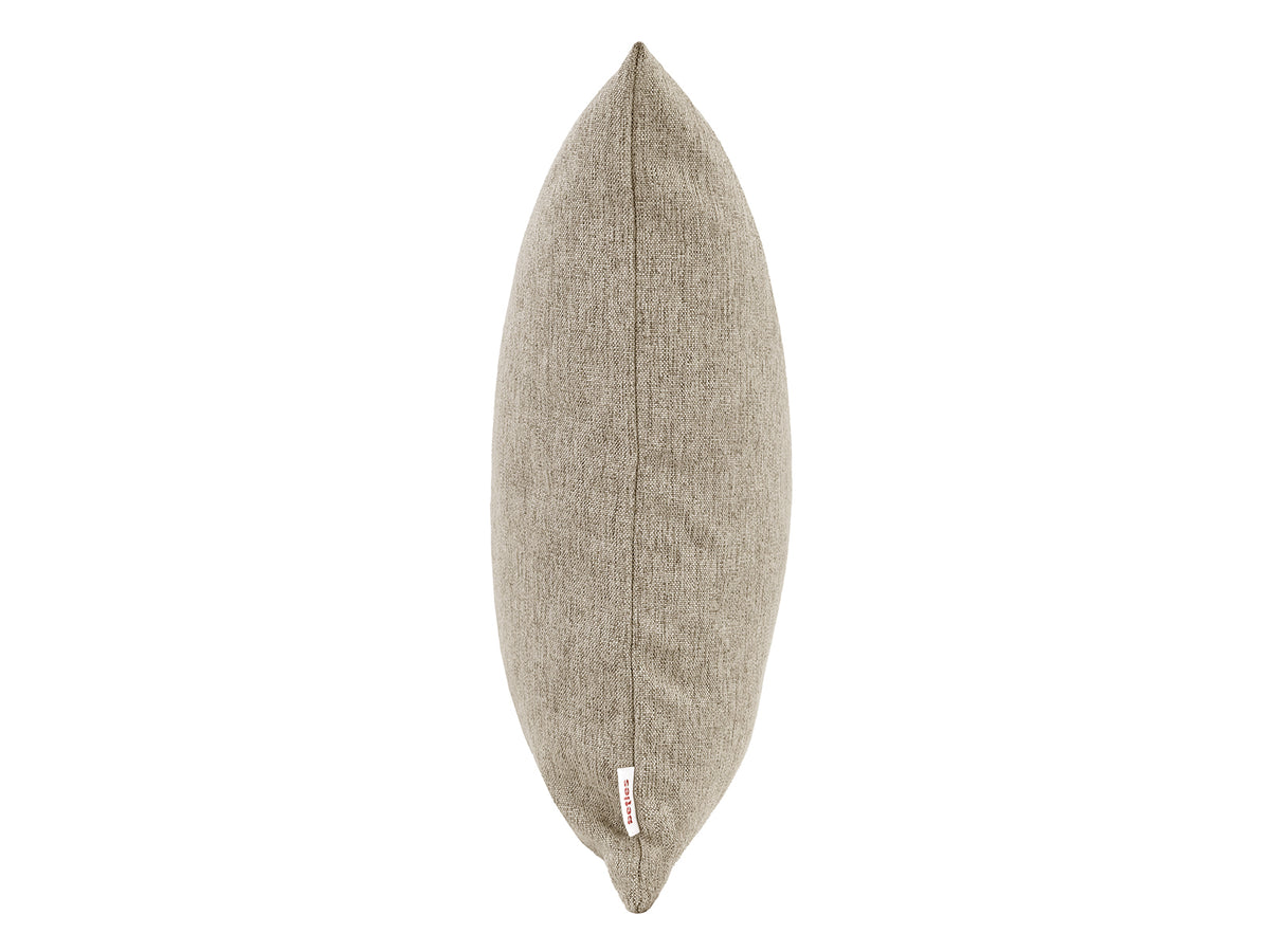 beties Wunschton Kissenhülle 40x40 cm Taupe Braun – Seitenansicht, melierter Möbelstoff
