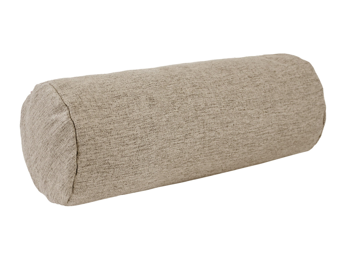 beties Wunschton Nackenrollenhülle 15x40 cm Taupe Braun – Schrägansicht, melierter Möbelstoff