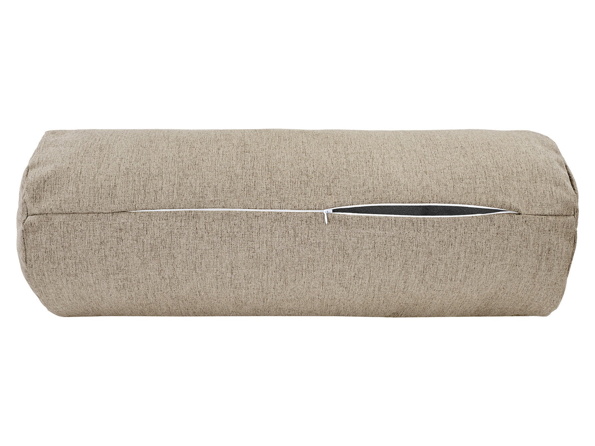beties Wunschton XL Nackenrollenhülle 25x70 cm Taupe Braun – geöffnet, melierter Möbelstoff