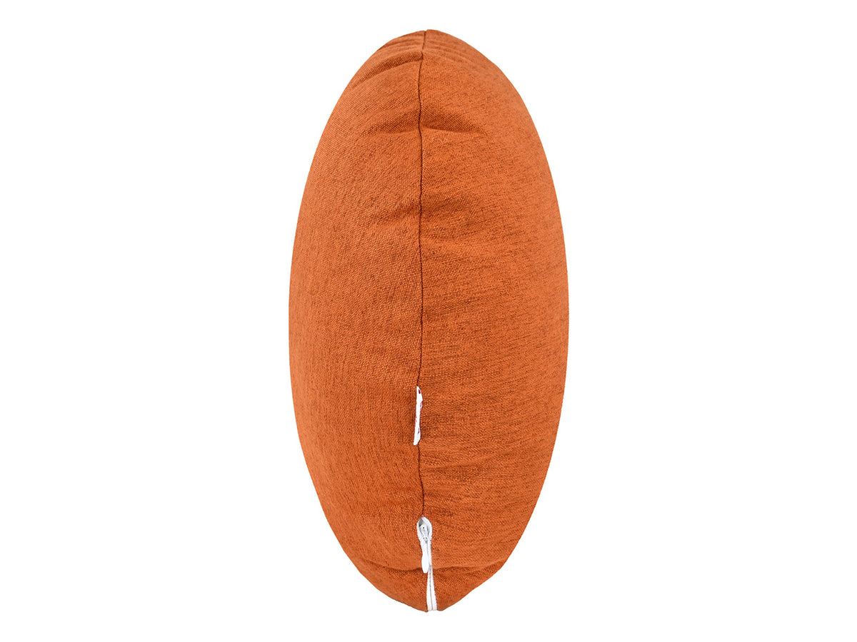 beties Wunschton Kissenhülle rund Ø40 cm Terracotta Orange – seitenansicht, melierter Möbelstoff