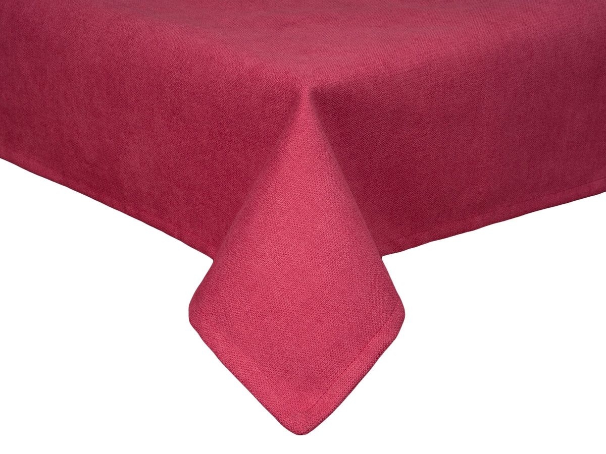 Tischdecke 100x100 cm himbeer-rot Chenille-Haptik beties „FarbTon" – Tischwäsche Oeko-Tex