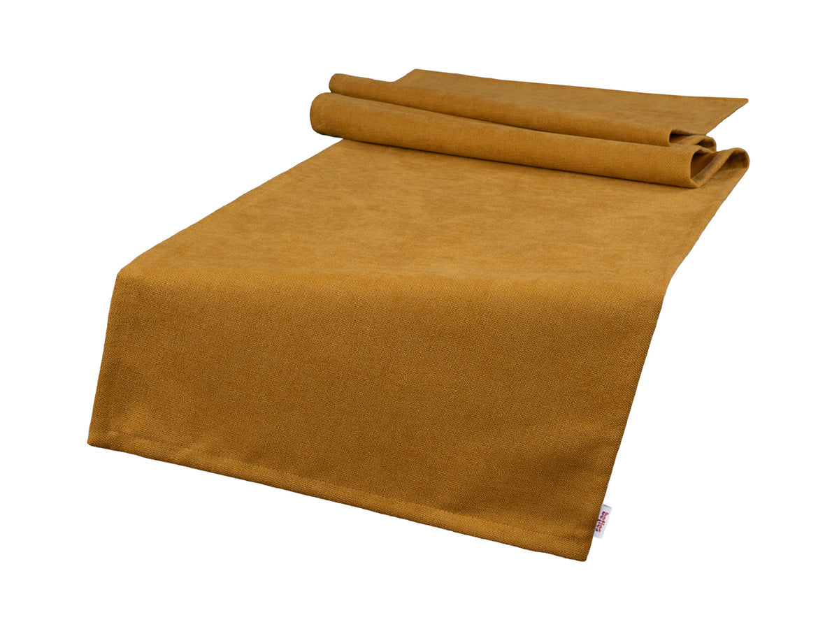 Tischläufer 40x140 cm curry-gelb Chenille-Haptik beties „FarbTon" – Tischwaesche Oeko-Tex