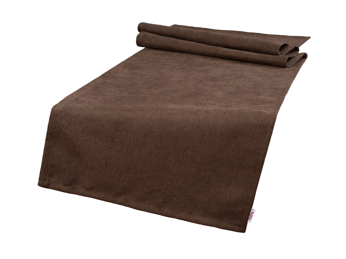 Tischlaeufer 40x140 cm kaffeebohne-braun Chenille-Haptik beties „FarbTon" – Tischwaesche Oeko-Tex
