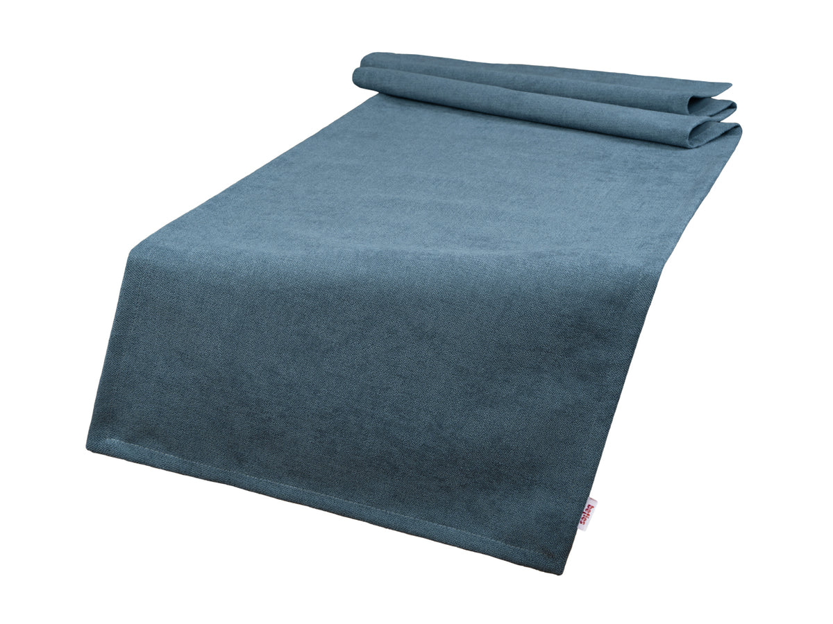 Tischlaeufer 40x140 cm nordlicht-blau Chenille-Haptik beties „FarbTon" – Tischwaesche Oeko-Tex