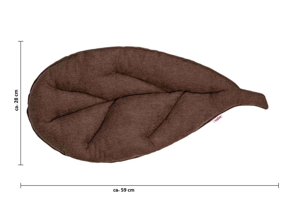 Kissen Blatt 28x59 cm kaffeebohne-braun beties „FarbTon" – Maßdarstellung des Blattkissens