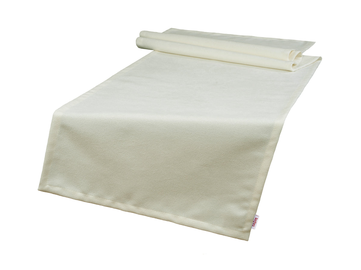 XL Tischläufer 40x220 cm sahne-weiß Chenille-Haptik beties „FarbTon" – Tischwäsche Oeko-Tex
