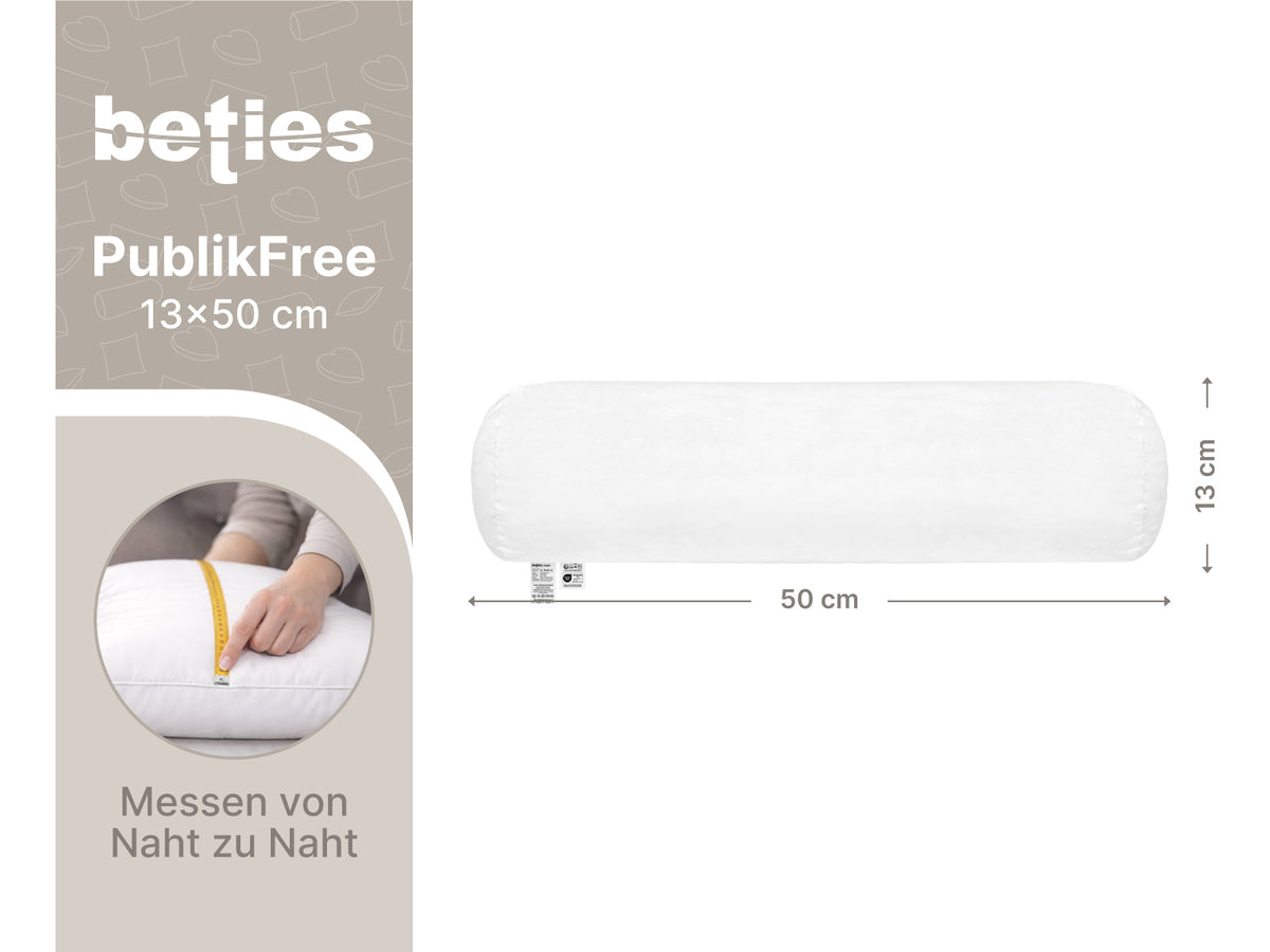 beties PublikFree Nackenrolle Sondergröße 13x50 cm– Maßangabe Polyesterflocken Innenkissen
