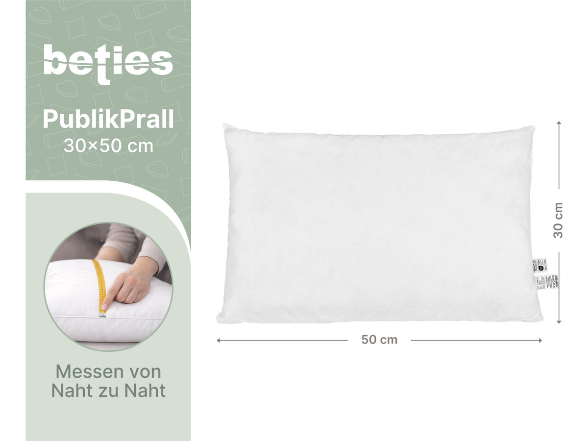 beties Publikprall Federkissen Fuellkissen 30x50 cm Massangaben Abmessungen Grafik