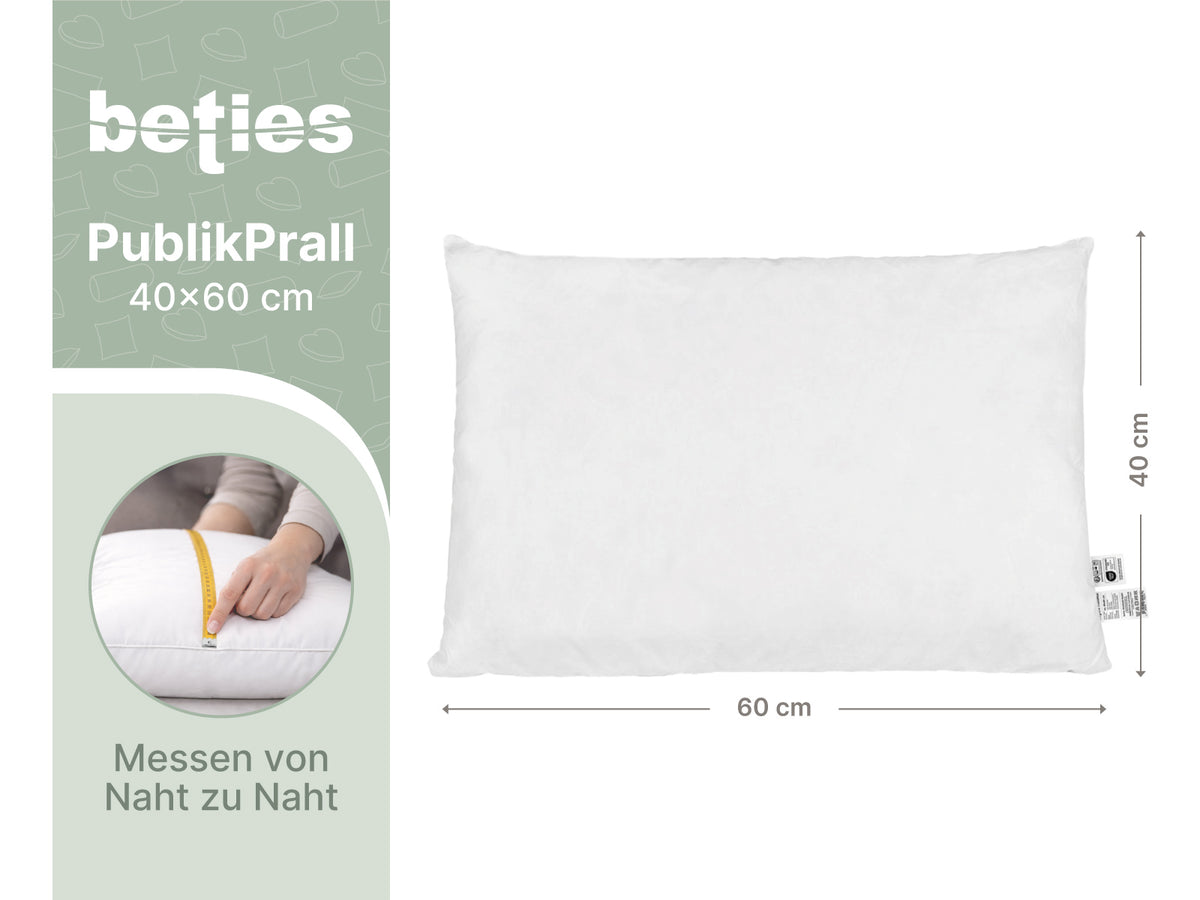beties Publikprall Federkissen Fuellkissen 40x60 cm Massangaben Abmessungen Grafik