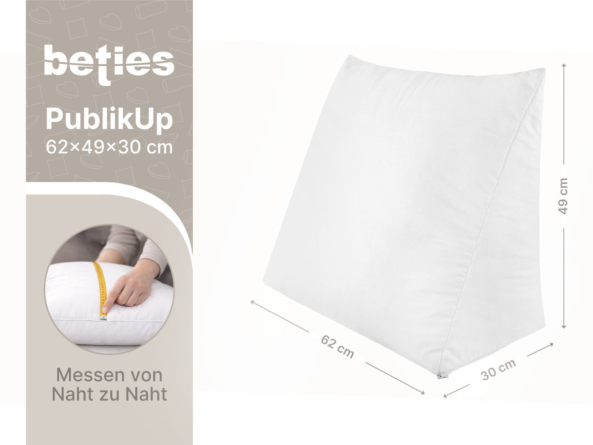 beties Publikup Stuetzkissen Masszeichnung mit Breite Hoehe und Tiefe