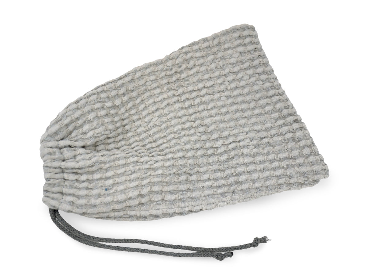 Eisbeutel – Kuehlbeutel aus Waffelpique Leinen-Baumwoll-Mix – nordisches Design von beties aus der "PUR.NATURE" Serie. In der Farbe Nebel-grau.
