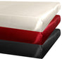 Spannbetttuecher ca. 200x200 cm Glanz Satin PREMIUM schwere Qualität & edel, fein fließend in den Farben champagner, karmin-rot und schwarz.