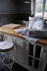 Wedge cushion cover approx. 62x49x30 cm, mixed fabric, shabby chic, beties "Village Children"