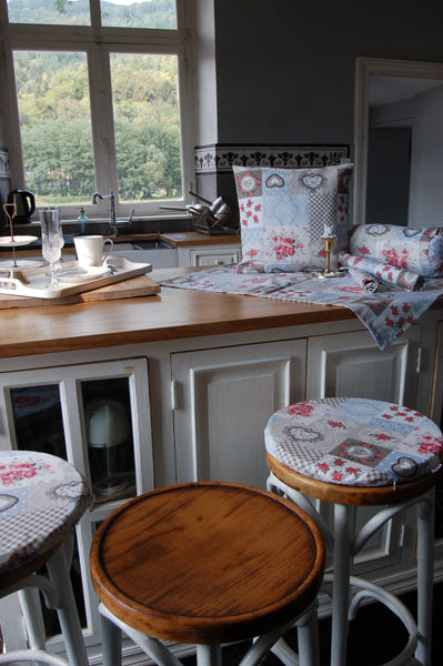 Wedge cushion cover approx. 62x49x30 cm, mixed fabric, shabby chic, beties "Village Children"