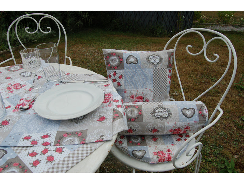 Wedge cushion cover approx. 62x49x30 cm, mixed fabric, shabby chic, beties "Village Children"
