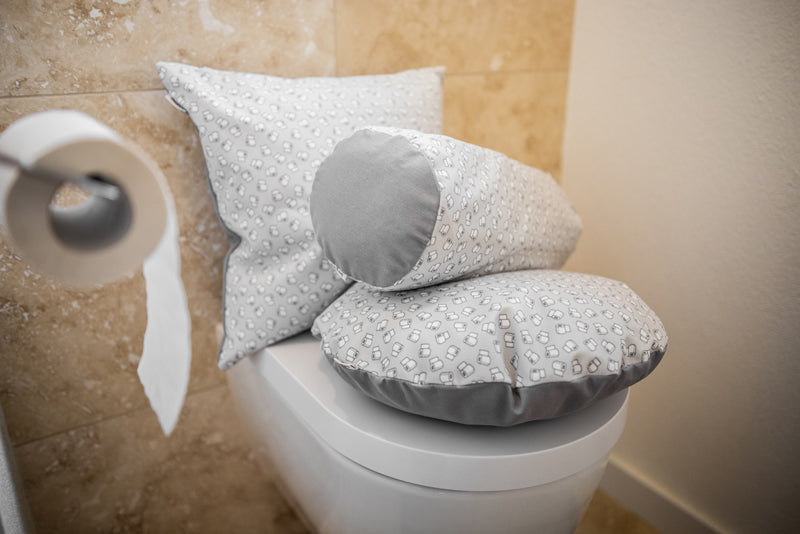 Toilet neck roll cover approx. 15x40 cm silver beties "FUN" toilet paper