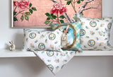 Table runner approx. 40x130 cm, romantic bunny motif with willow wreath and pink flowers in country style, beties "Hase Josefine"