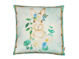 Cushion cover approx. 40x40 cm, romantic rabbit motif with blue and white flowers in country style, beties "Tilda the Rabbit"