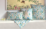 Cushion cover approx. 50x50 cm, romantic rabbit motif with blue and white flowers in country style, beties "Tilda the Rabbit"