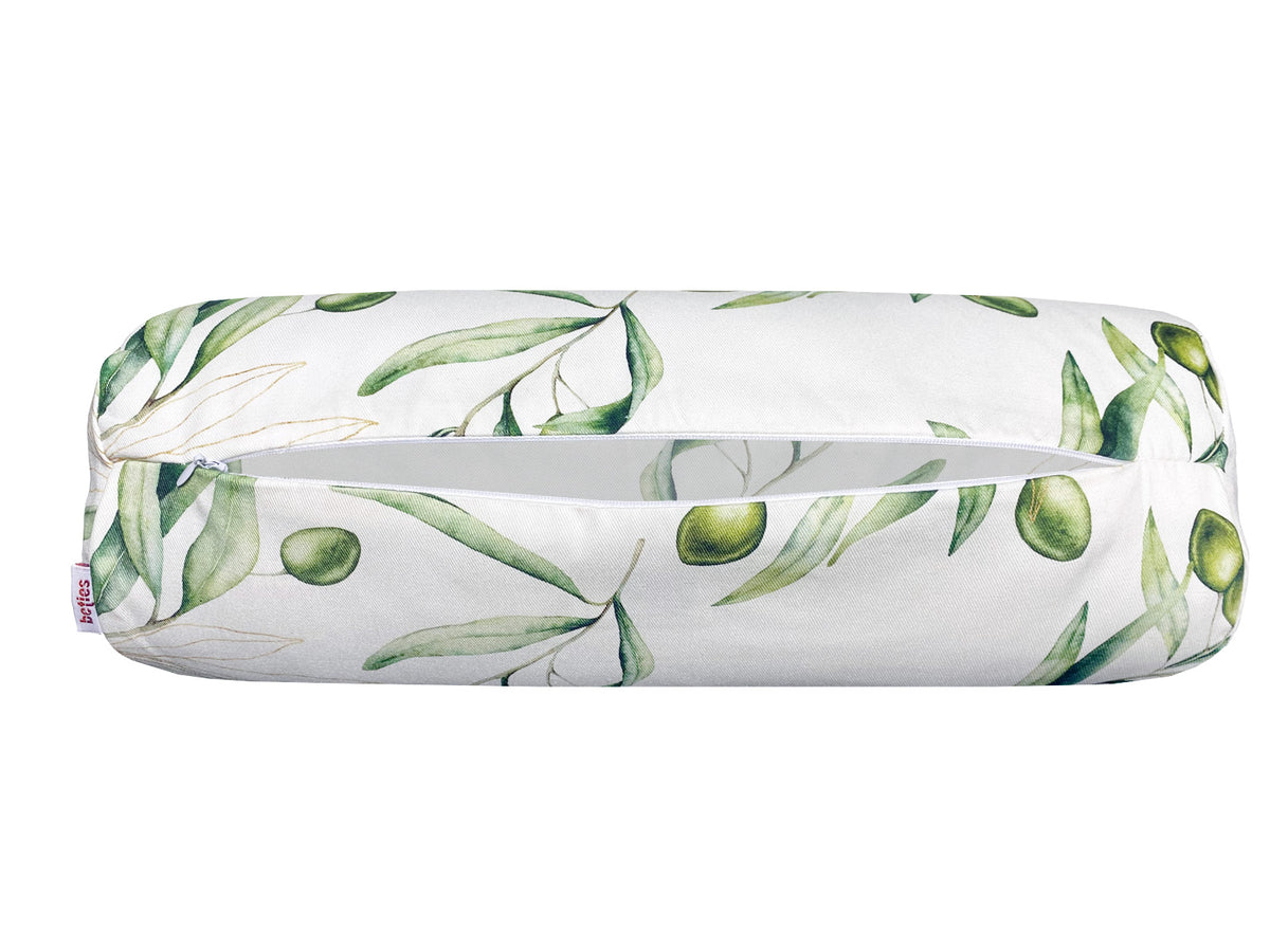 Mediterrane Hülle für Nackenrollen ca. 15x40 cm aus 100% Baumwolle - Oliven Design aus der beties "Italy Collection"