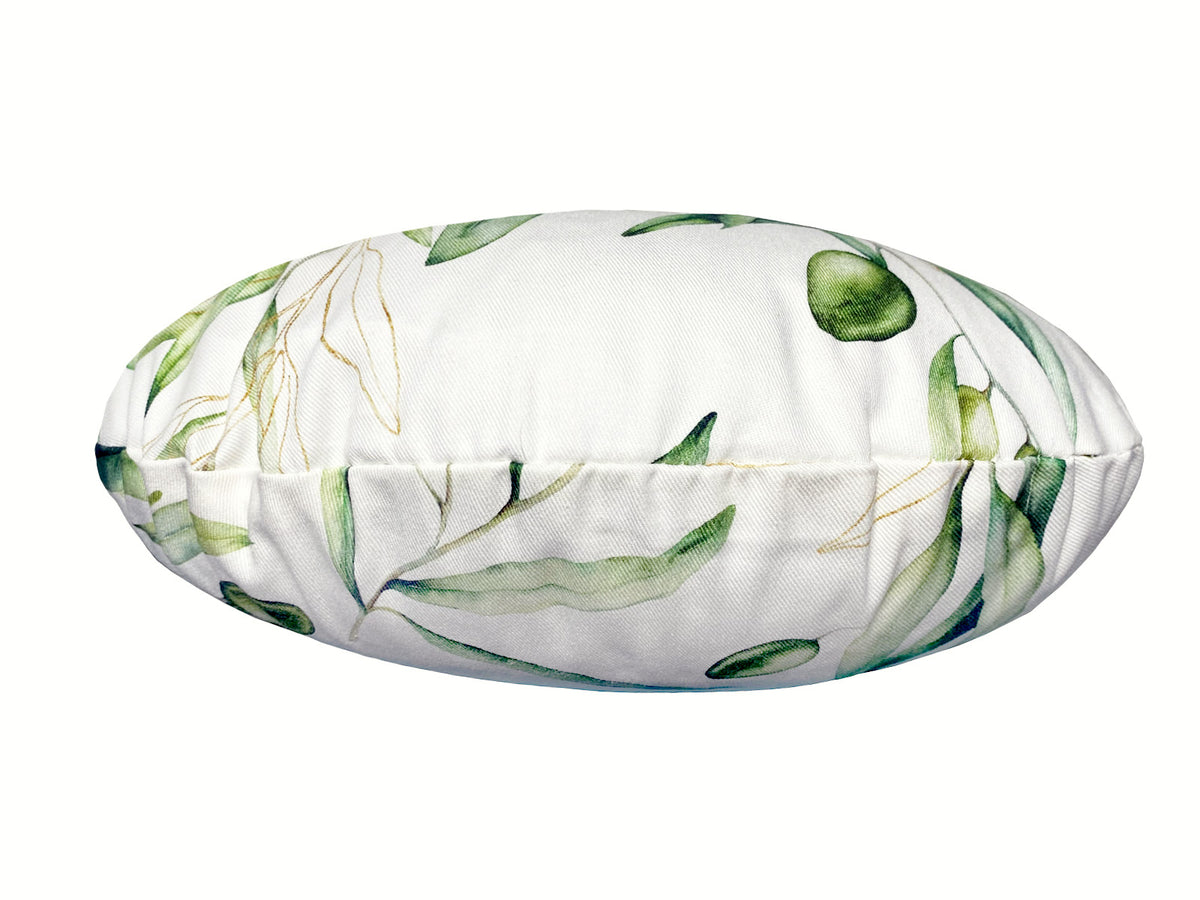 Mediterranean round cushion cover approx. 40 cm Ø made of 100% cotton - Olive design from the beties "Italy Collection"