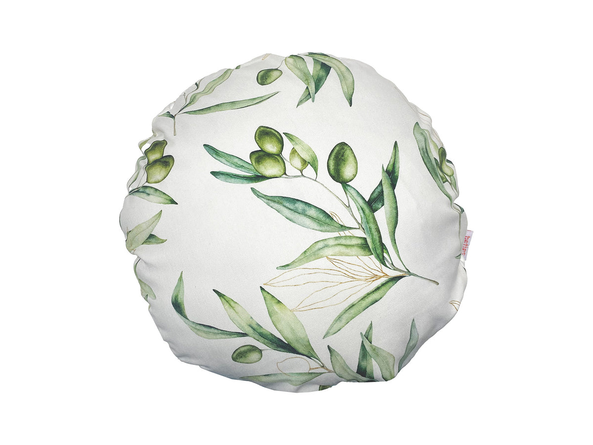 Mediterranean round cushion cover approx. 40 cm Ø made of 100% cotton - Olive design from the beties "Italy Collection"