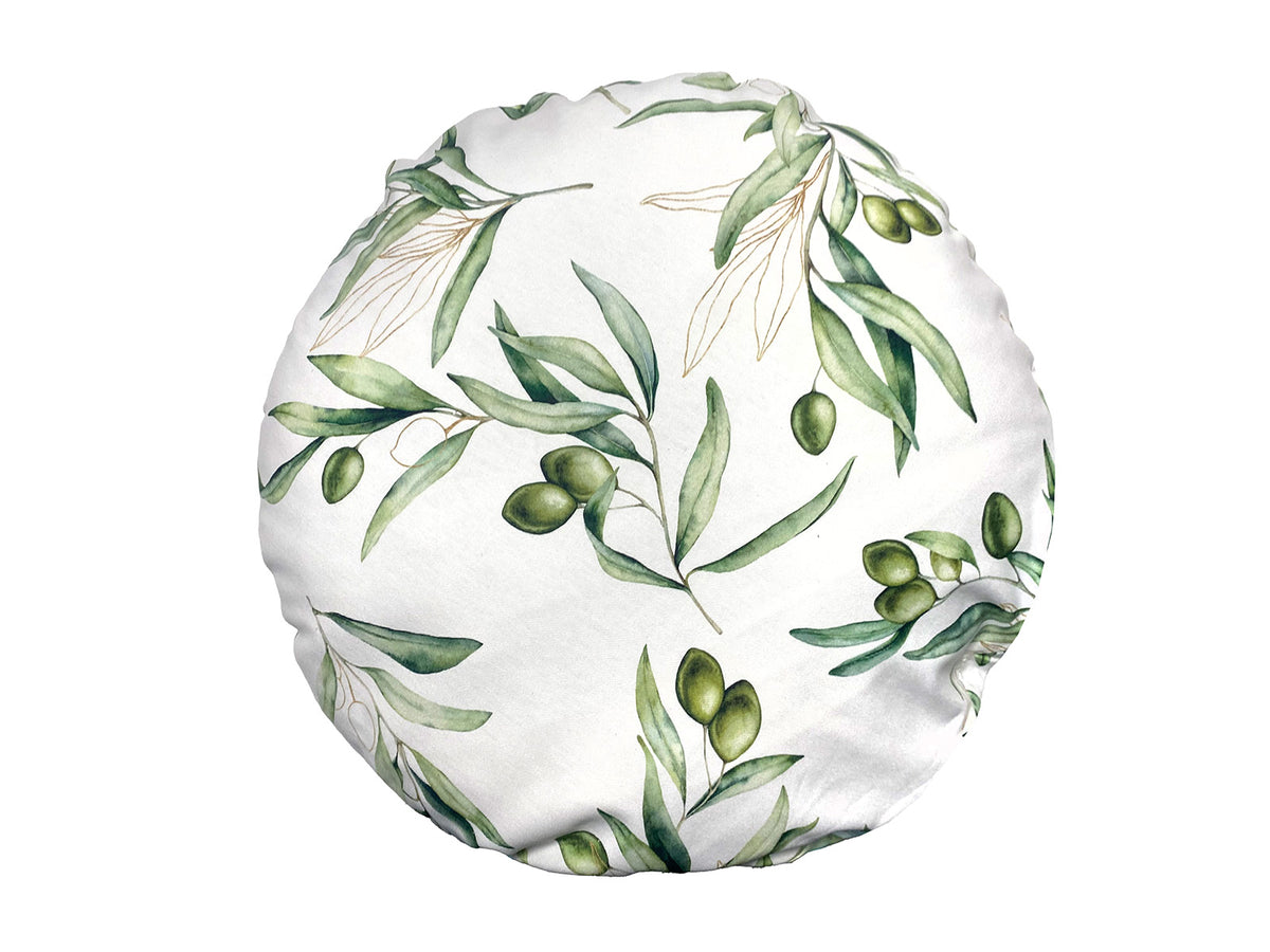 Mediterranean round cushion cover approx. 50 cm Ø made of 100% cotton - Olive design from the beties "Italy Collection"