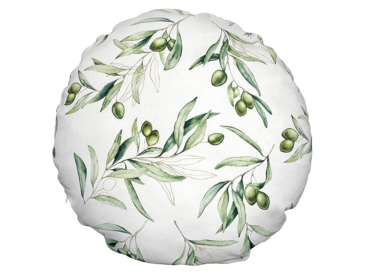 Mediterranean round cushion cover approx. 60 cm Ø made of 100% cotton - Olive design from the beties "Italy Collection"