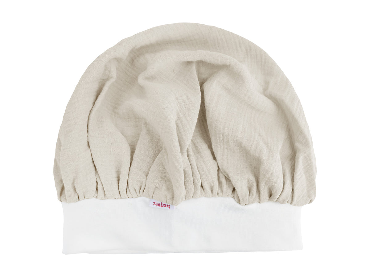  beties Musselin Bonnet Haarhaube Mandel Beige –  100% Bio-Baumwolle Musselin 